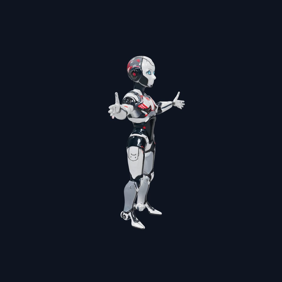Futuristic Android Character Model Rigged and Animated